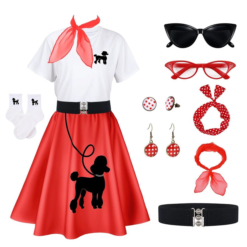 2836 50s Outfit For 1950s Poodle Skirts Sock Hop Outfits Dress